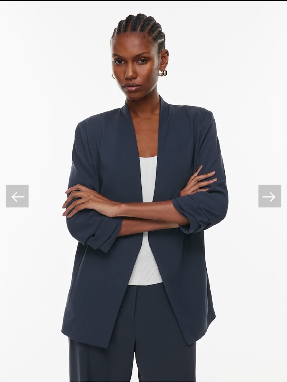 Babaton Slim Fit Open Front Dark Night Navy Power Blazer Sz- 8 As Worn On TV